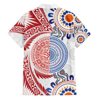 Tongan and Australian Culture Together Family Matching Summer Maxi Dress and Hawaiian Shirt Ngatu Art Tribal Aboriginal Tattoo Pattern - Polynesian Pride
