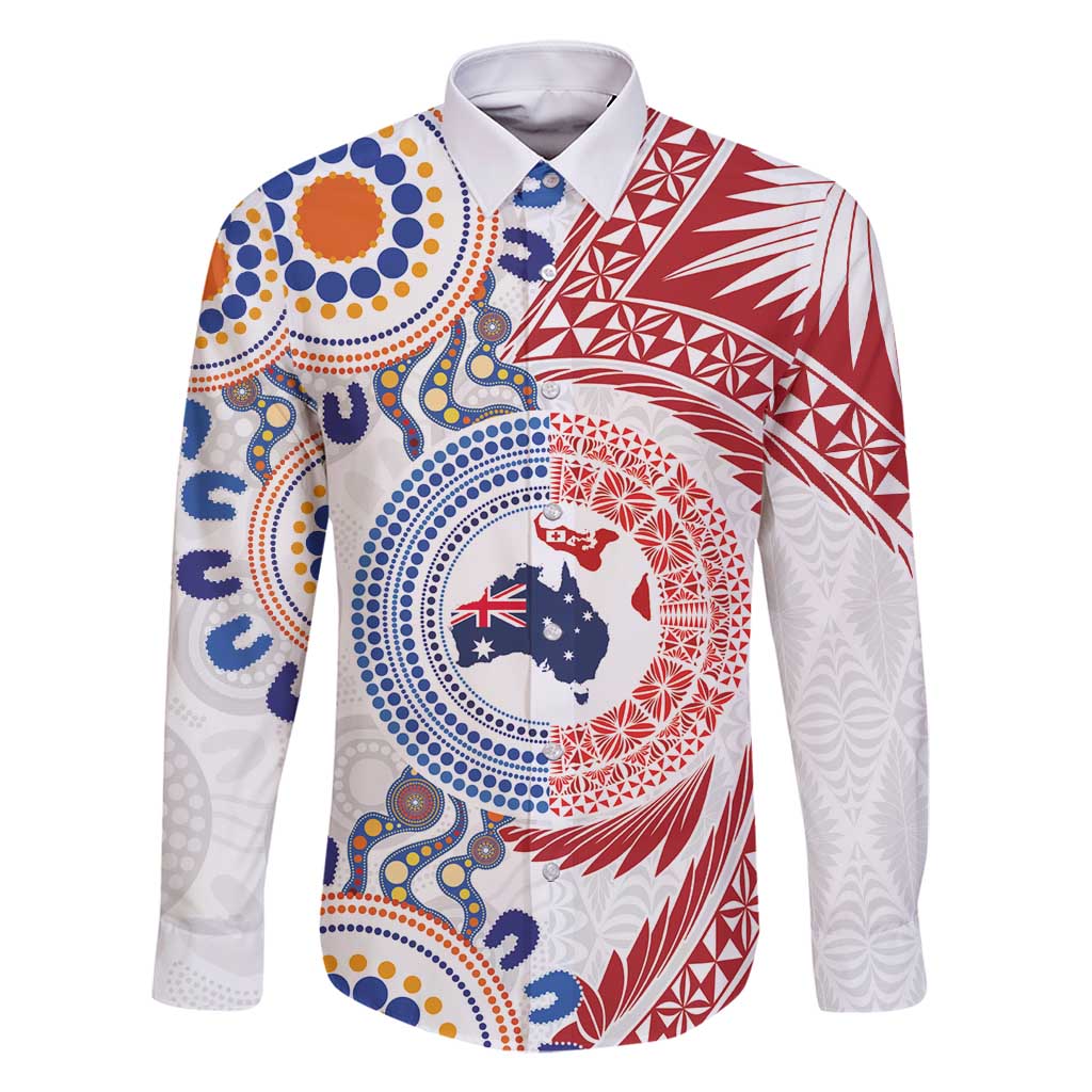 Tongan and Australian Culture Together Family Matching Summer Maxi Dress and Hawaiian Shirt Ngatu Art Tribal Aboriginal Tattoo Pattern - Polynesian Pride