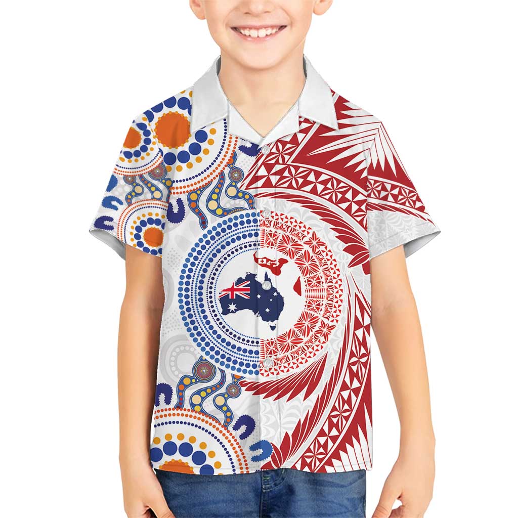 Tongan and Australian Culture Together Family Matching Summer Maxi Dress and Hawaiian Shirt Ngatu Art Tribal Aboriginal Tattoo Pattern - Polynesian Pride