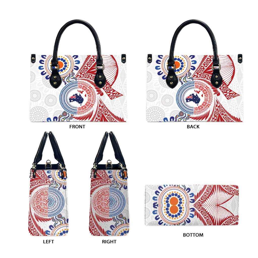 Tongan and Australian Culture Together Leather Bag Ngatu Art Tribal Aboriginal Tattoo Pattern - Polynesian Pride