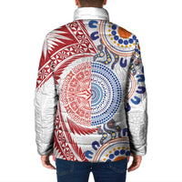 Tongan and Australian Culture Together Padded Jacket Ngatu Art Tribal Aboriginal Tattoo Pattern - Polynesian Pride