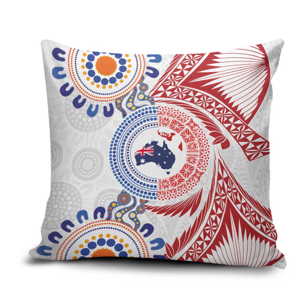 Tongan and Australian Culture Together Pillow Cover Ngatu Art Tribal Aboriginal Tattoo Pattern - Polynesian Pride