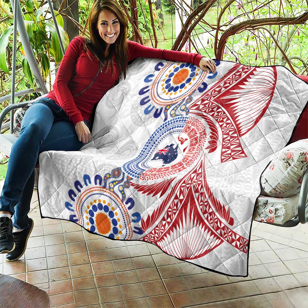 Tongan and Australian Culture Together Quilt Ngatu Art Tribal Aboriginal Tattoo Pattern - Polynesian Pride