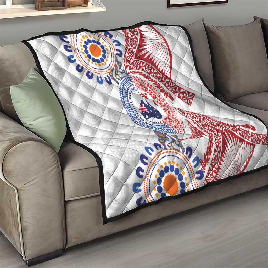 Tongan and Australian Culture Together Quilt Ngatu Art Tribal Aboriginal Tattoo Pattern - Polynesian Pride