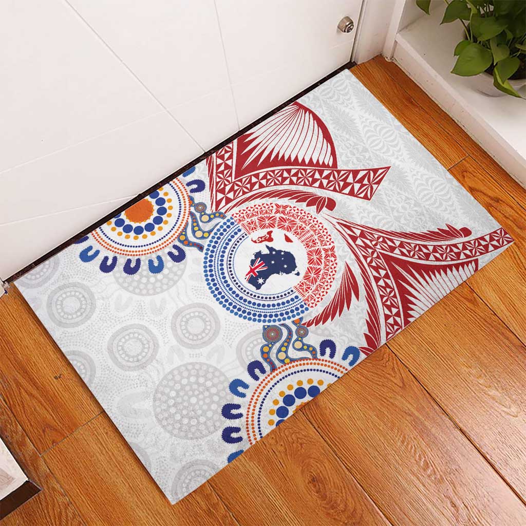 Tongan and Australian Culture Together Rubber Doormat Ngatu Art Tribal Aboriginal Tattoo Pattern - Polynesian Pride