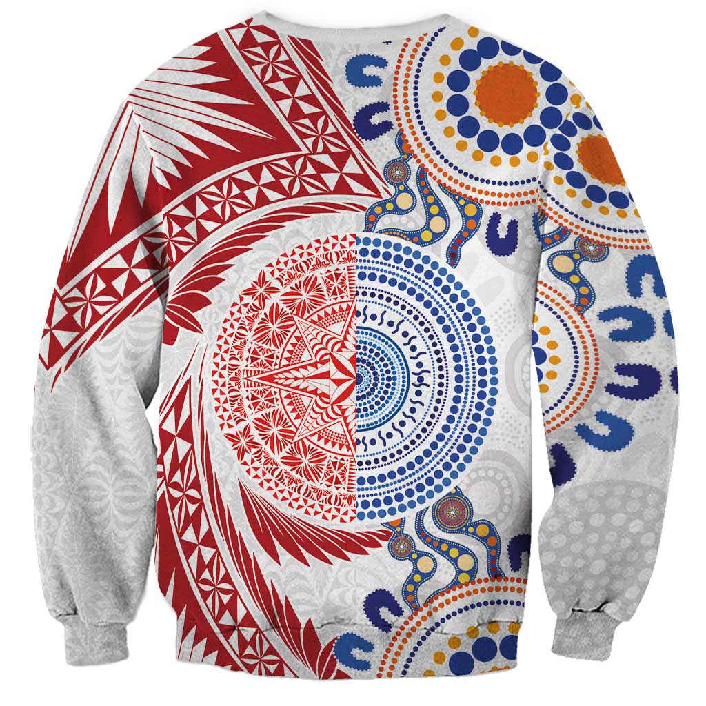 Tongan and Australian Culture Together Sweatshirt Ngatu Art Tribal Aboriginal Tattoo Pattern - Polynesian Pride