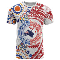 Tongan and Australian Culture Together T Shirt Ngatu Art Tribal Aboriginal Tattoo Pattern - Polynesian Pride