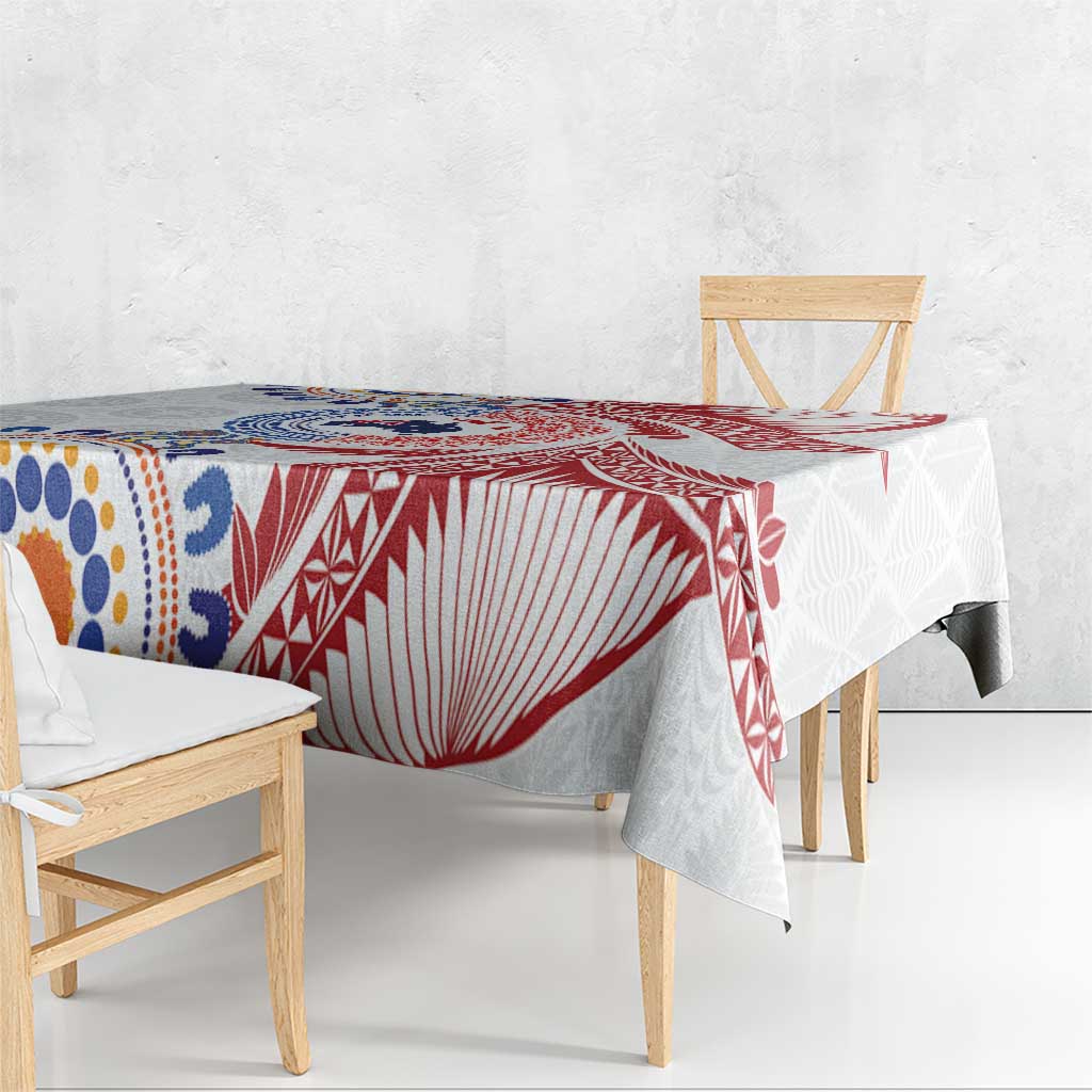 Tongan and Australian Culture Together Tablecloth Ngatu Art Tribal Aboriginal Tattoo Pattern - Polynesian Pride