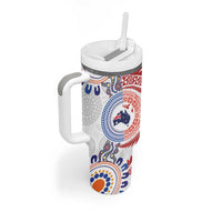 Tongan and Australian Culture Together Tumbler With Handle Ngatu Art Tribal Aboriginal Tattoo Pattern - Polynesian Pride