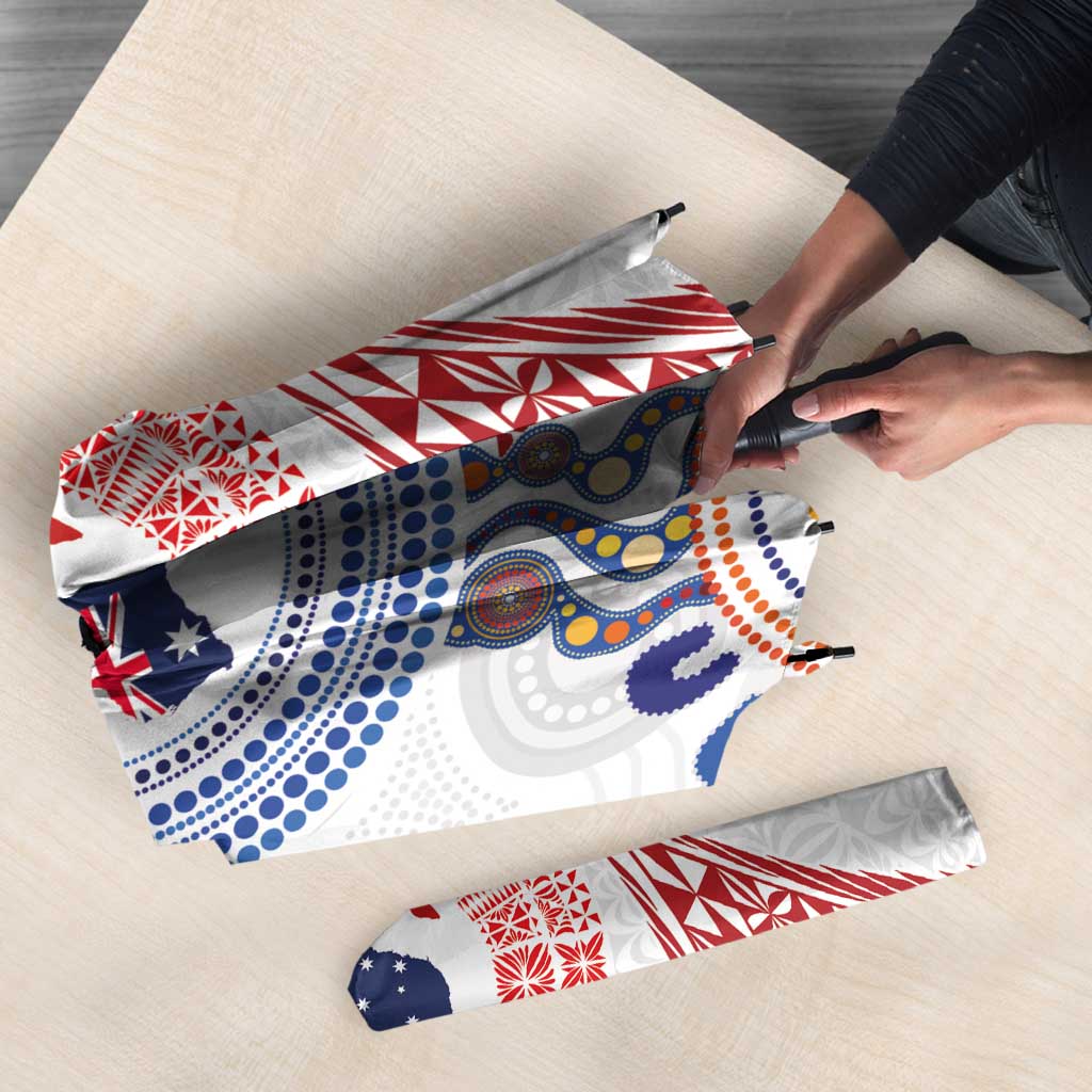 Tongan and Australian Culture Together Umbrella Ngatu Art Tribal Aboriginal Tattoo Pattern - Polynesian Pride