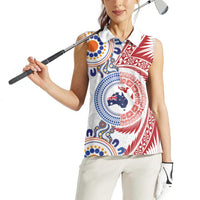Tongan and Australian Culture Together Women Sleeveless Polo Shirt Ngatu Art Tribal Aboriginal Tattoo Pattern - Polynesian Pride