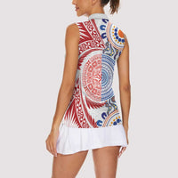 Tongan and Australian Culture Together Women Sleeveless Polo Shirt Ngatu Art Tribal Aboriginal Tattoo Pattern - Polynesian Pride