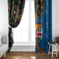 Fijian and Australian Culture Together Window Curtain Aboriginal Art and Tapa Motifs with Kangaroo and Palm Tree - Polynesian Pride