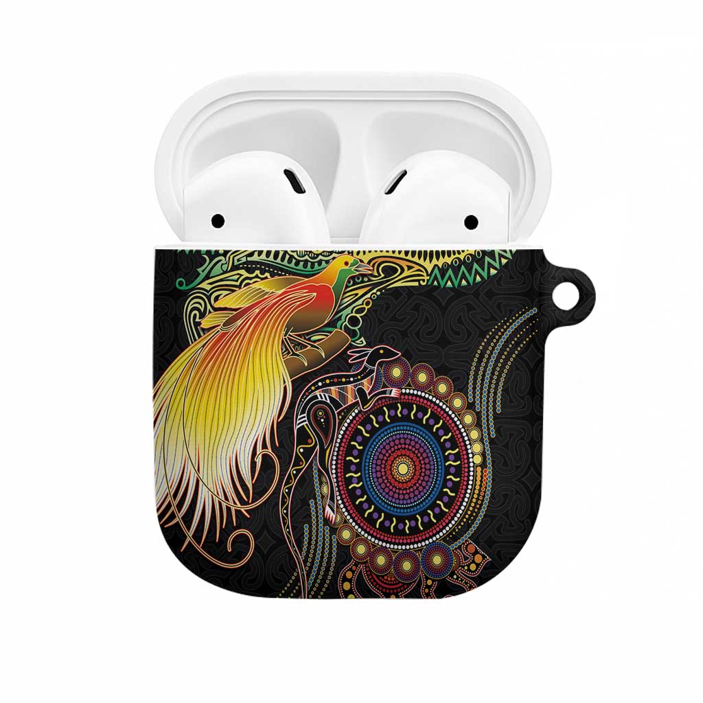 Papua New Guinea and Australia Together AirPods Case Bird of Paradise and Kangaroo Melanesian Aboriginal Motifs - Polynesian Pride