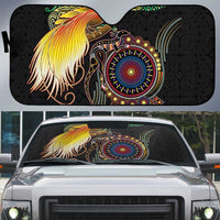 Papua New Guinea and Australia Together Auto Sun Shade Bird of Paradise and Kangaroo Melanesian Aboriginal Motifs - Polynesian Pride