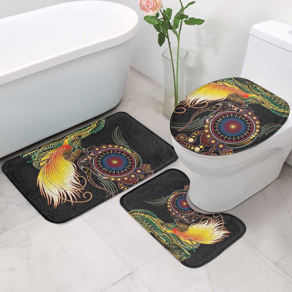 Papua New Guinea and Australia Together Bathroom Set Bird of Paradise and Kangaroo Melanesian Aboriginal Motifs - Polynesian Pride