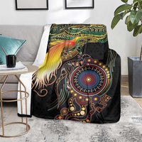 Papua New Guinea and Australia Together Blanket Bird of Paradise and Kangaroo Melanesian Aboriginal Motifs - Polynesian Pride