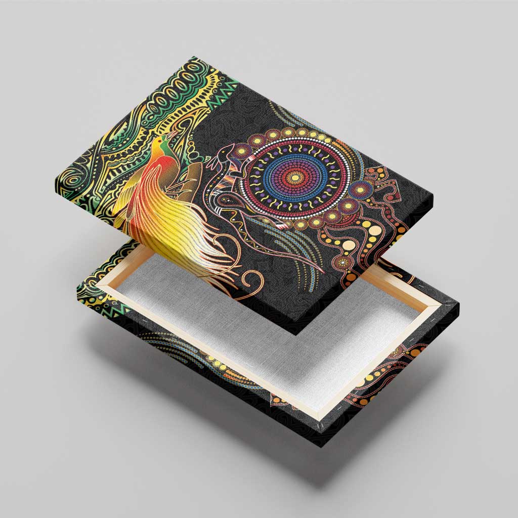 Papua New Guinea and Australia Together Canvas Wall Art Bird of Paradise and Kangaroo Melanesian Aboriginal Motifs - Polynesian Pride