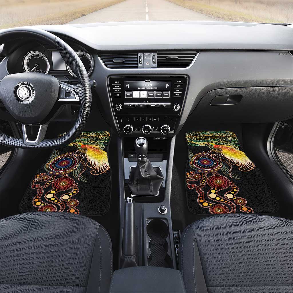 Papua New Guinea and Australia Together Car Mats Bird of Paradise and Kangaroo Melanesian Aboriginal Motifs - Polynesian Pride