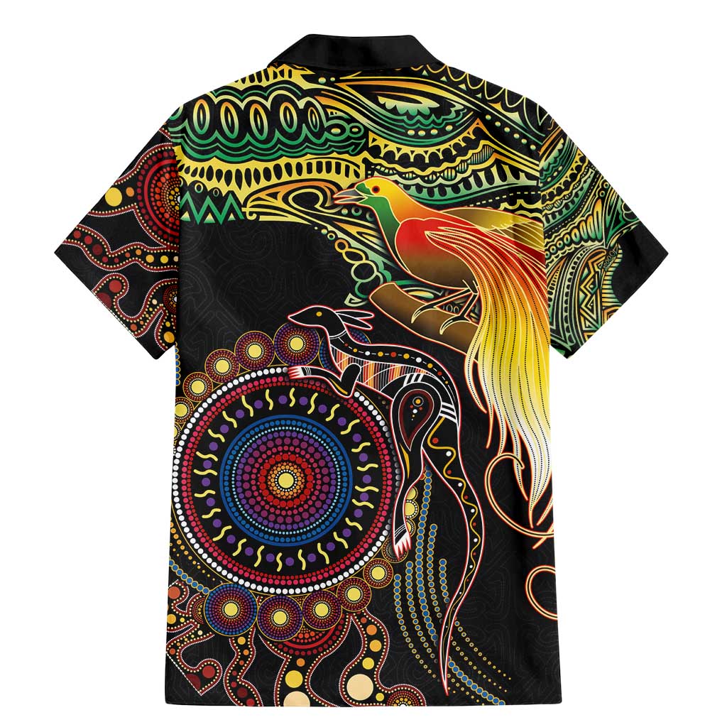 Papua New Guinea and Australia Together Family Matching Mermaid Dress and Hawaiian Shirt Bird of Paradise and Kangaroo Melanesian Aboriginal Motifs - Polynesian Pride