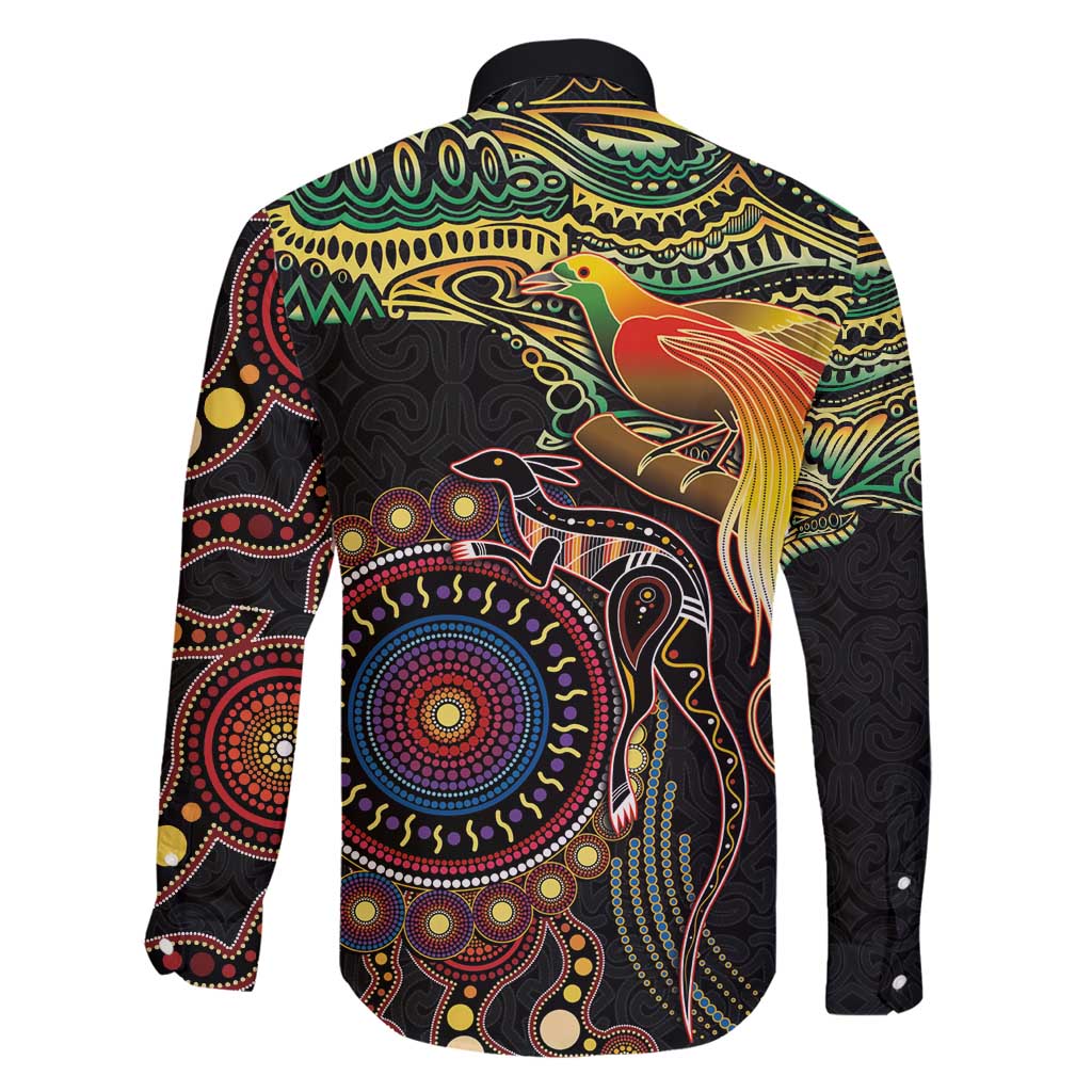 Papua New Guinea and Australia Together Family Matching Summer Maxi Dress and Hawaiian Shirt Bird of Paradise and Kangaroo Melanesian Aboriginal Motifs - Polynesian Pride