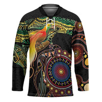Papua New Guinea and Australia Together Hockey Jersey Bird of Paradise and Kangaroo Melanesian Aboriginal Motifs - Polynesian Pride