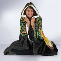 Papua New Guinea and Australia Together Hooded Blanket Bird of Paradise and Kangaroo Melanesian Aboriginal Motifs - Polynesian Pride