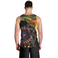 Papua New Guinea and Australia Together Men Tank Top Bird of Paradise and Kangaroo Melanesian Aboriginal Motifs - Polynesian Pride