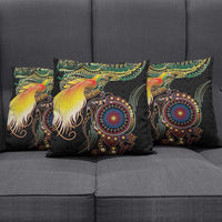 Papua New Guinea and Australia Together Pillow Cover Bird of Paradise and Kangaroo Melanesian Aboriginal Motifs - Polynesian Pride