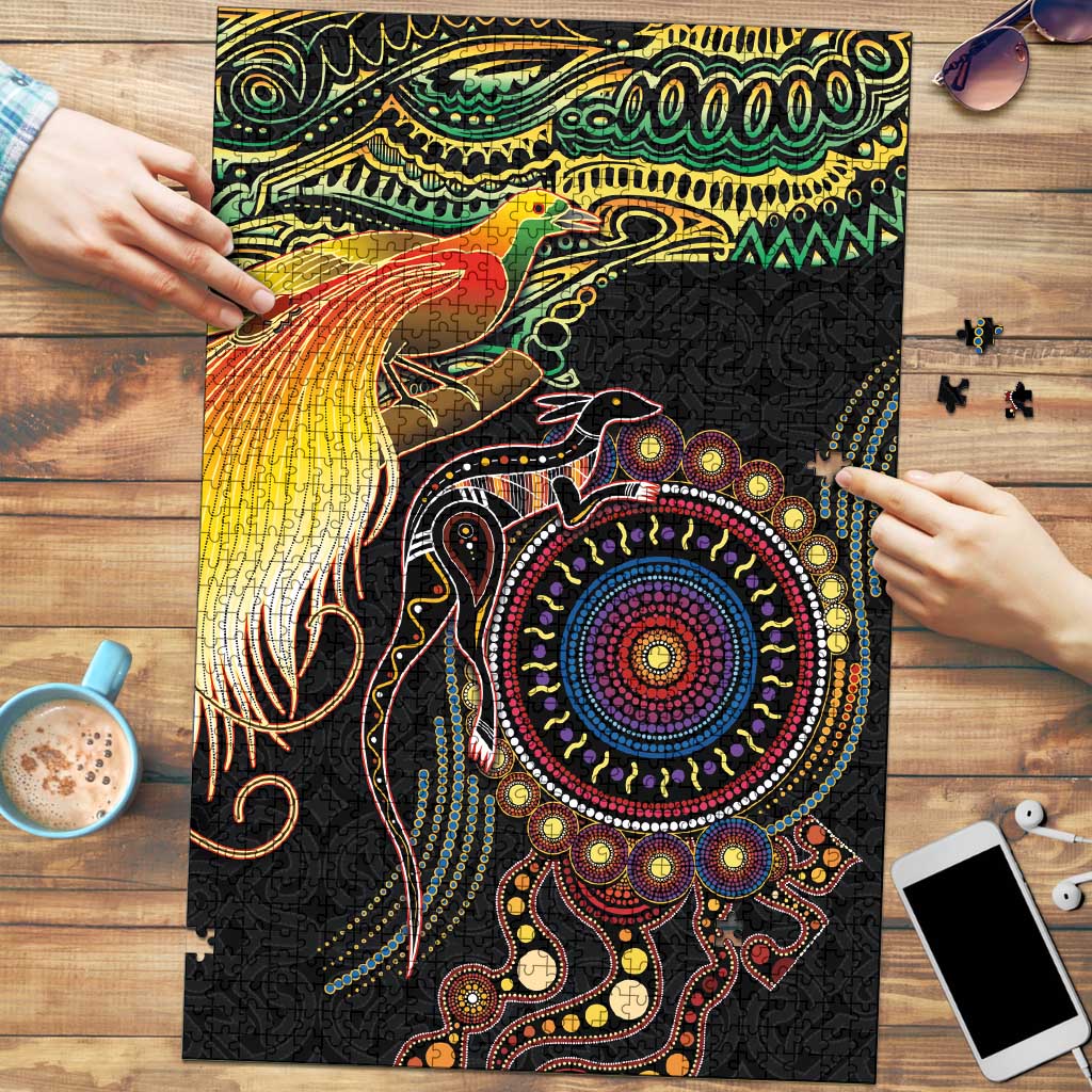 Papua New Guinea and Australia Together Puzzle Bird of Paradise and Kangaroo Melanesian Aboriginal Motifs - Polynesian Pride
