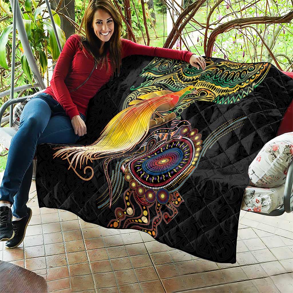 Papua New Guinea and Australia Together Quilt Bird of Paradise and Kangaroo Melanesian Aboriginal Motifs - Polynesian Pride