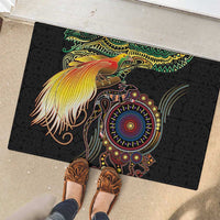 Papua New Guinea and Australia Together Rubber Doormat Bird of Paradise and Kangaroo Melanesian Aboriginal Motifs - Polynesian Pride