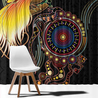 Papua New Guinea and Australia Together Window Curtain Bird of Paradise and Kangaroo Melanesian Aboriginal Motifs - Polynesian Pride
