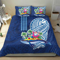 Hawaiian Mele Kalikimaka Bedding Set Funny Santa on Whale Island with Kakau Tattoos - Polynesian Pride