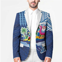 Hawaiian Mele Kalikimaka Blazer Funny Santa on Whale Island with Kakau Tattoos - Polynesian Pride