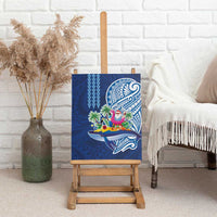 Hawaiian Mele Kalikimaka Canvas Wall Art Funny Santa on Whale Island with Kakau Tattoos - Polynesian Pride