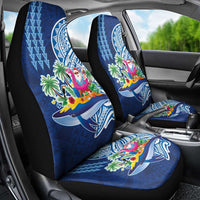 Hawaiian Mele Kalikimaka Car Seat Cover Funny Santa on Whale Island with Kakau Tattoos - Polynesian Pride