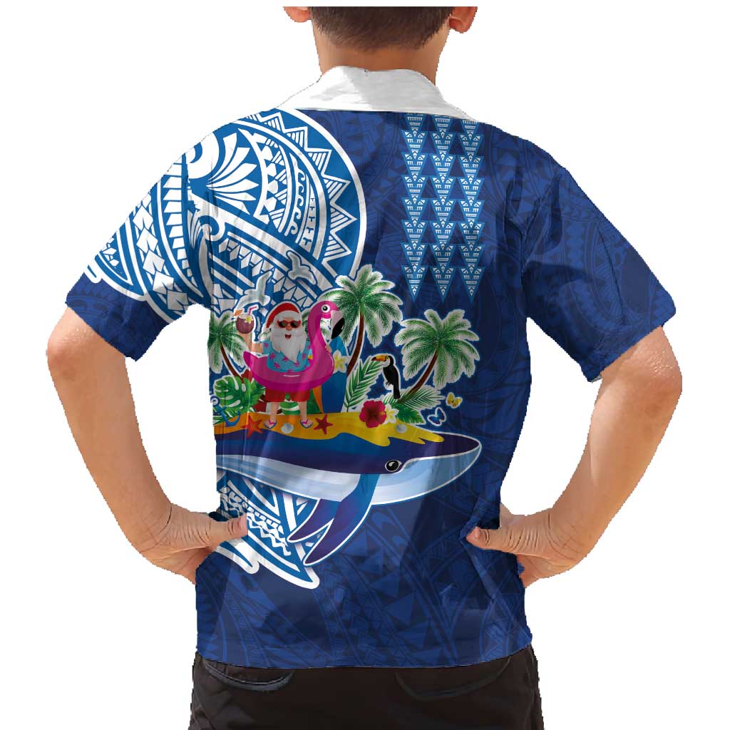 Hawaiian Mele Kalikimaka Family Matching Mermaid Dress and Hawaiian Shirt Funny Santa on Whale Island with Kakau Tattoos - Polynesian Pride