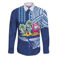 Hawaiian Mele Kalikimaka Family Matching Puletasi and Hawaiian Shirt Funny Santa on Whale Island with Kakau Tattoos - Polynesian Pride