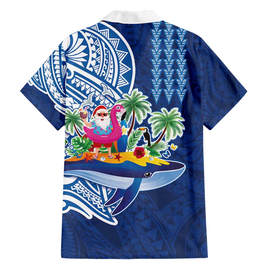 Hawaiian Mele Kalikimaka Family Matching Summer Maxi Dress and Hawaiian Shirt Funny Santa on Whale Island with Kakau Tattoos - Polynesian Pride