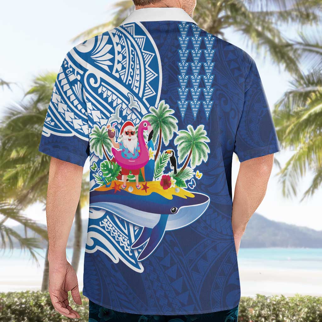 Hawaiian Mele Kalikimaka Hawaiian Shirt Funny Santa on Whale Island with Kakau Tattoos - Polynesian Pride
