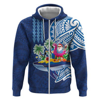 Hawaiian Mele Kalikimaka Hoodie Funny Santa on Whale Island with Kakau Tattoos - Polynesian Pride