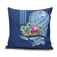 Hawaiian Mele Kalikimaka Pillow Cover Funny Santa on Whale Island with Kakau Tattoos - Polynesian Pride