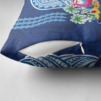 Hawaiian Mele Kalikimaka Pillow Cover Funny Santa on Whale Island with Kakau Tattoos - Polynesian Pride