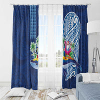 Hawaiian Mele Kalikimaka Window Curtain Funny Santa on Whale Island with Kakau Tattoos - Polynesian Pride