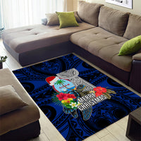 Guam Christmas Area Rug Santa Gift Latte Stone and Sea Turle Mix Hibiscus Chamorro Blue Style LT03