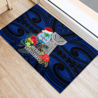 Guam Christmas Rubber Doormat Santa Gift Latte Stone and Sea Turle Mix Hibiscus Chamorro Blue Style LT03 - Polynesian Pride