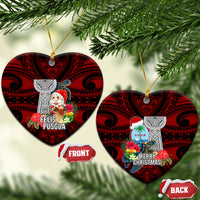 Guam Christmas Ceramic Ornament Santa Gift Latte Stone and Sea Turle Mix Hibiscus Chamorro Red Style LT03