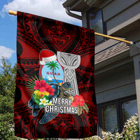 Guam Christmas Garden Flag Santa Gift Latte Stone and Sea Turle Mix Hibiscus Chamorro Red Style LT03