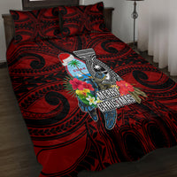 Guam Christmas Quilt Bed Set Santa Gift Latte Stone and Sea Turle Mix Hibiscus Chamorro Red Style LT03